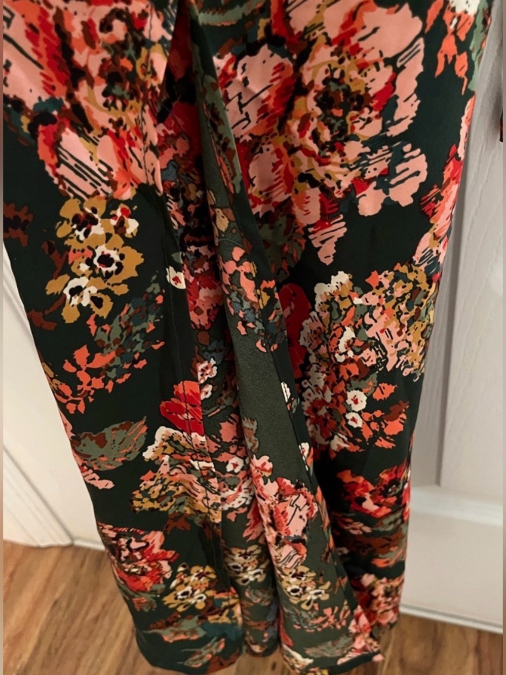Mable Floral Satin Cowl Neck Green Maxi Dress Small - Picture 7 of 9